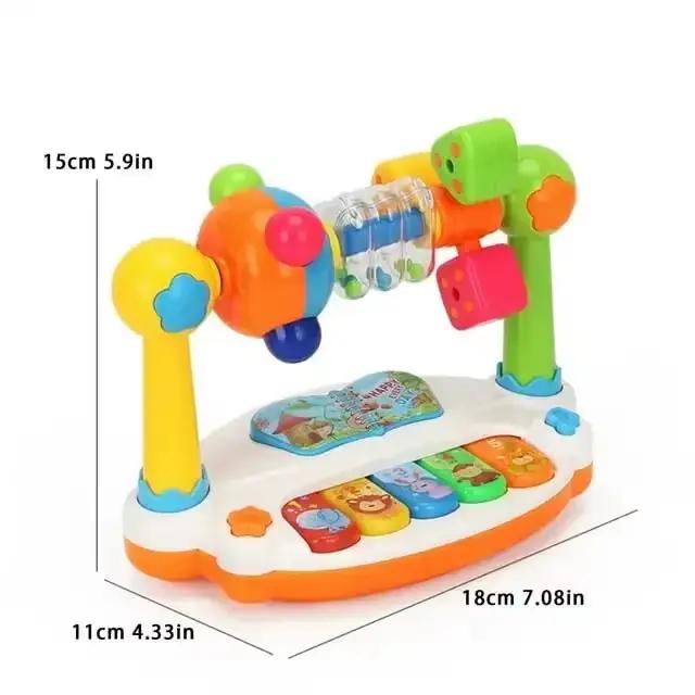 Jouets de piano pour bébé, clavier musical rotatif pour enfants, son lumineux, jouet musical pour le
