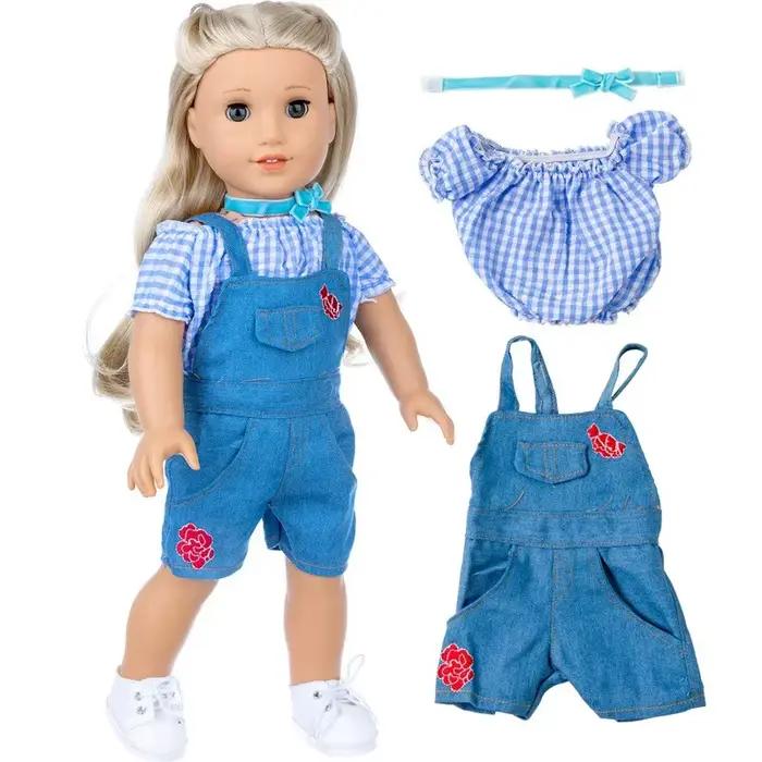 Vêtements de poupées pour filles de 18 pouces, chemise d'été courte, pantalons à la mode, tenues pou