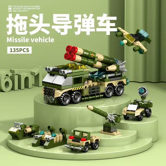 Nouveau bricolage 6in1 porte-avions hélicoptère mortier Missile véhicule blindé blocs de constructio