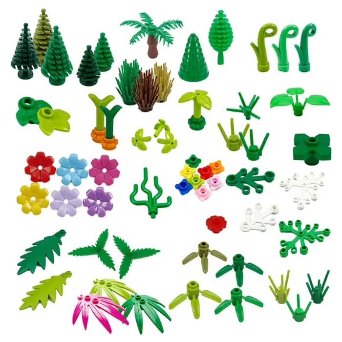Blocs de construction plantes arbre feuille fleur 32606 6064 2417 2423 3741 2435 33291 6255 bricolag