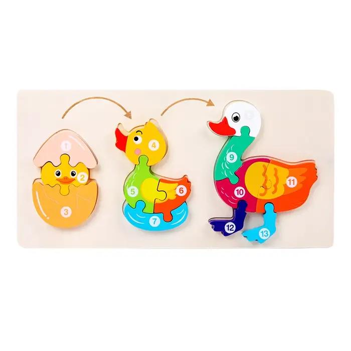 Jouet bébé en bois Puzzle 3D jouets cycle de vie puzzle dessin animé Puzzle pour enfants bébé éducat