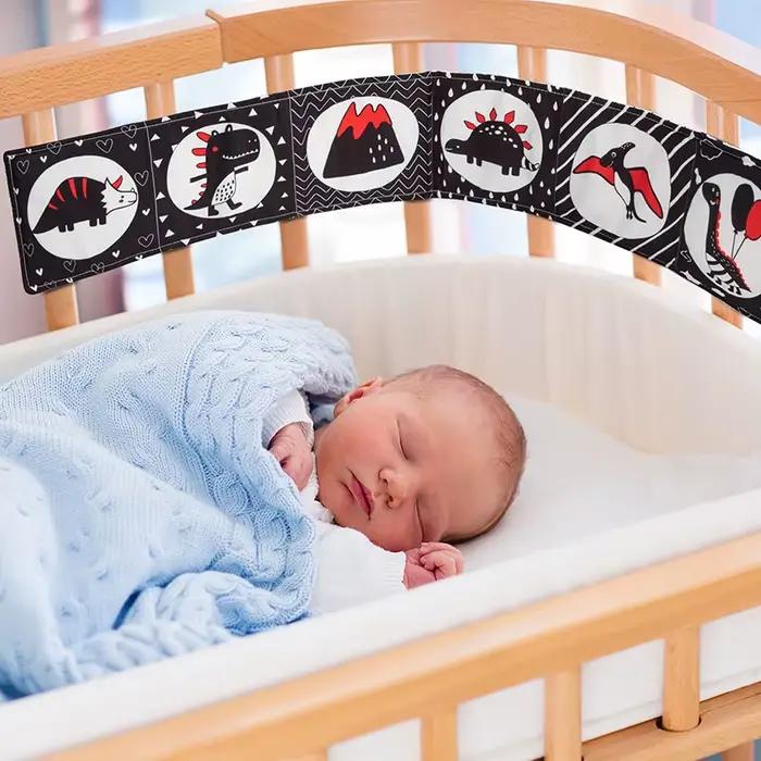Livre en tissu doux pour bébé, noir et blanc, jouets sensoriels à contraste élevé, éducation précoce