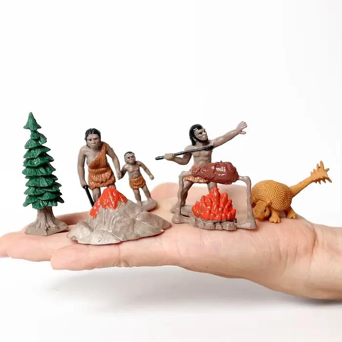 Simulation d'évolution humaine de l'homme, vie préhistorique humaine primitive et modèles d'animaux,