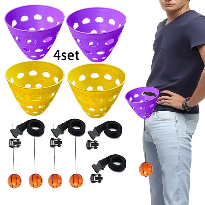 Jeu de balançoire pour 4 personnes, jeu de lancer de balle suspendue, seau de fête de balle hamac, o