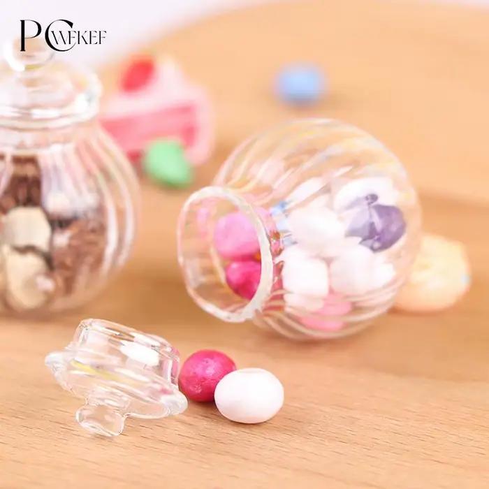 Mini bouteille ronde en verre pour maison de poupée 1:12, modèle de bonbonnière, 1 pièce