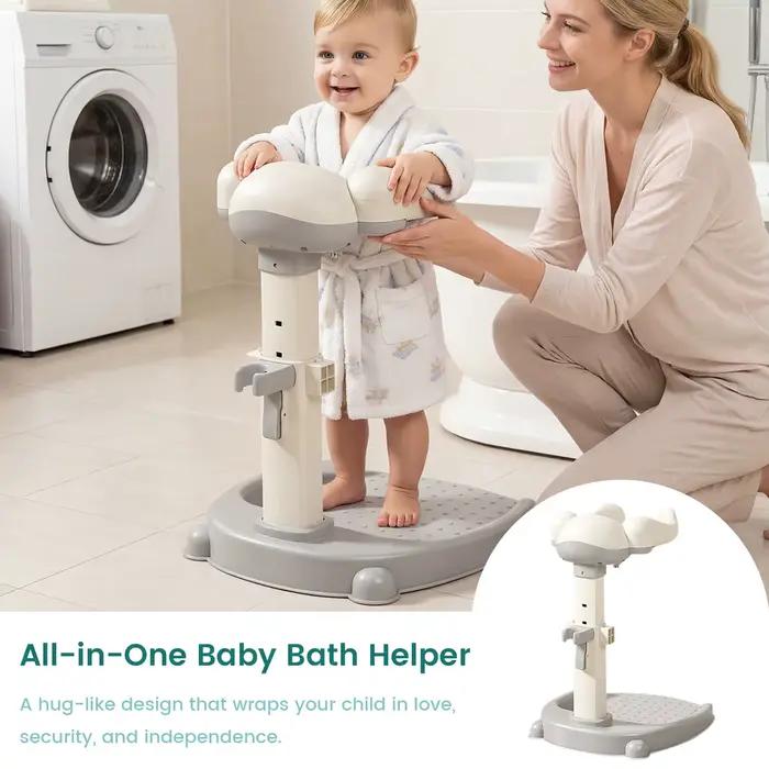 Support de bain pour bébé avec design ergonomique, aide au bain réglable en hauteur pour tout-petits