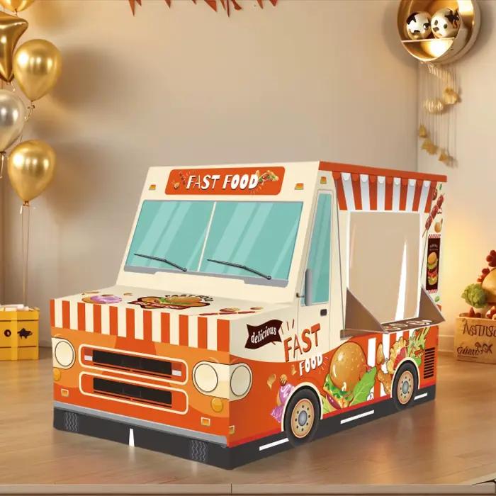Château de jeu amusant pour enfants, design voiture verte, tente de jeu portable pour l'extérieur, m