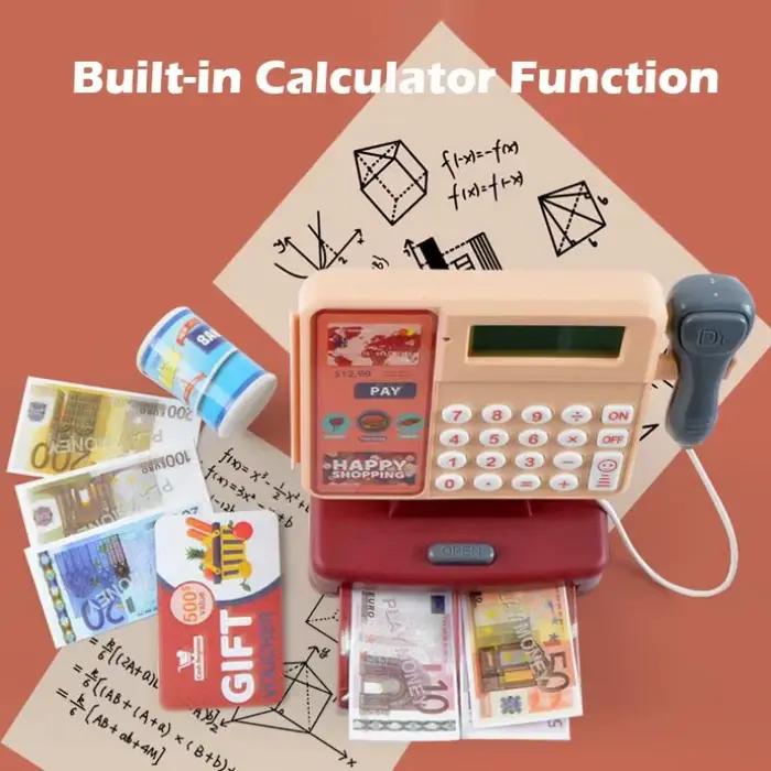 Boîte de caisse enregistreuse à balayage, pièces de monnaie, Simulation de nourriture pour enfants, 