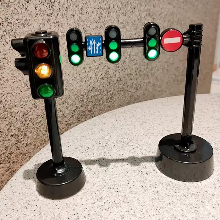 Sécurité éducation feu de circulation jouet lampe bloc brique ville rue vue accessoires panneau barr