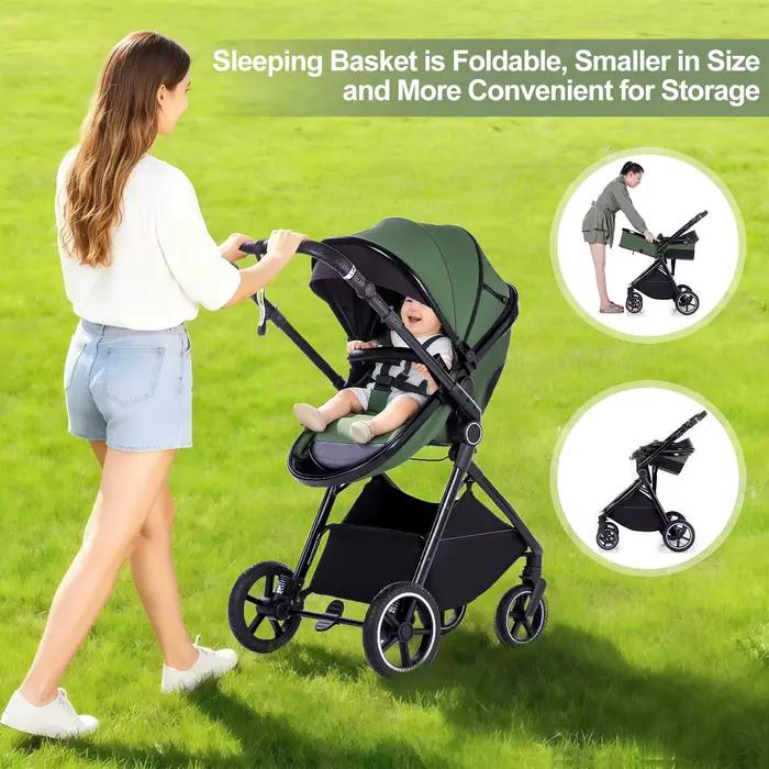Poussette bébé luxueuse 3 en 1, portable, pliable, légère, pour nouveau-nés, convertible pour les vo