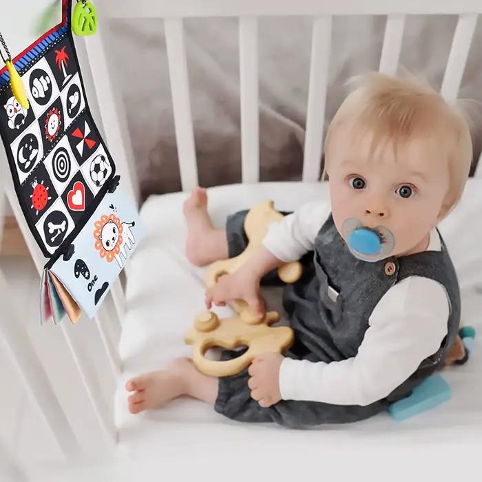 Livre en tissu pour bébé avec miroir déformé, dessin animé doux, interactif Parent-enfant, jouet édu