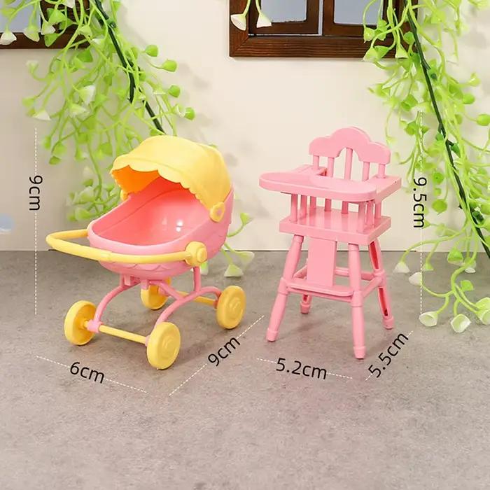 1 ensemble Mini bébé pour poupée poussette chariot enfants Tables à manger jouet maison de poupée Si