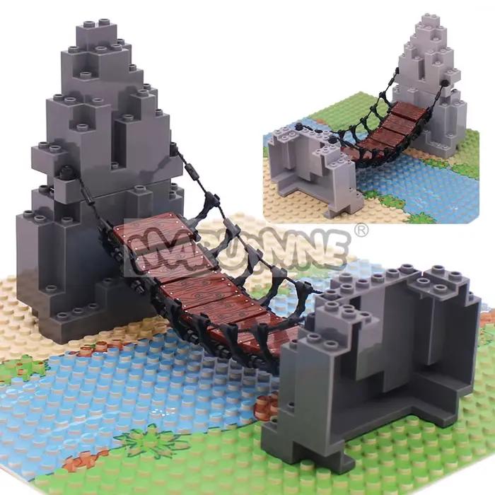 Marmine MOC blocs pont à tirage ensemble montagne Jungle forêt Construction briques de Construction 