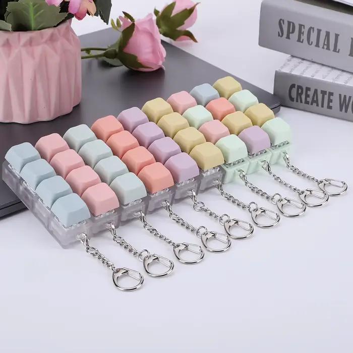 Keycap Keycap Fidget Keychain, 4 prédire Keyboard, Decompression Toys, DIY Keychain Toys, Adult Gift
