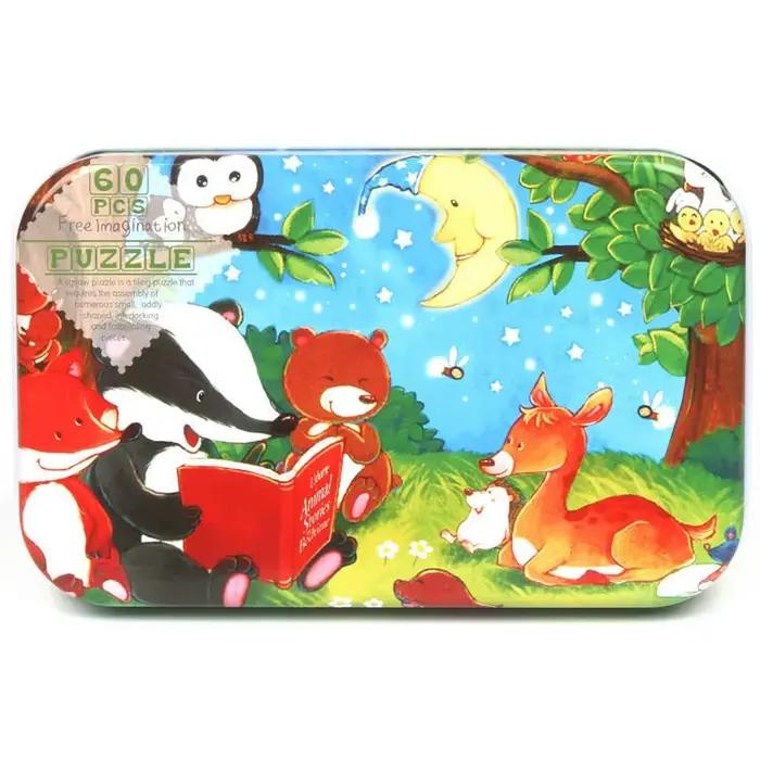 Chaud nouveau 60 pièces Puzzle en bois jouets pour enfants dessin animé véhicule Animal bois Puzzle 