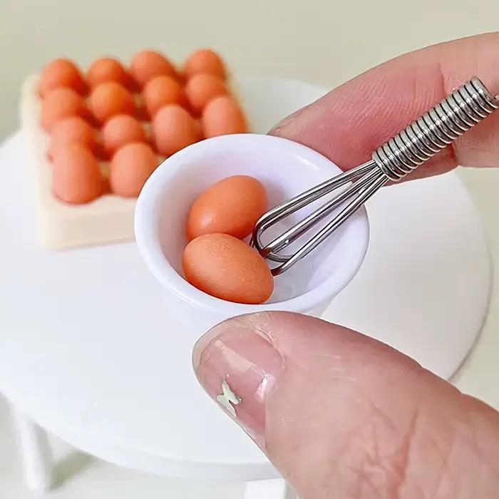 1/4/17 pièces oeuf avec plateau maison de poupée cuisine jouet poupée accessoires cadeau maison de j