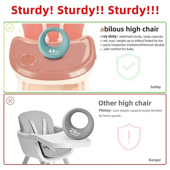 Chaise haute pliable 4 en 1 pour bébé, siège de Table d'alimentation inclinable et pliable, 7 hauteu