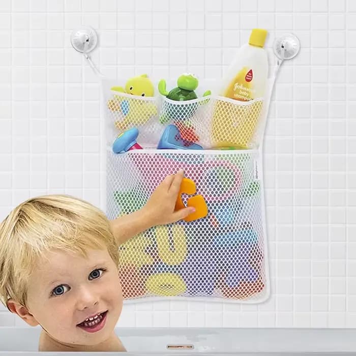 Jouets de bain pour réception-cadeau pour bébé, maille de rangement blanche pour jouets pour enfants