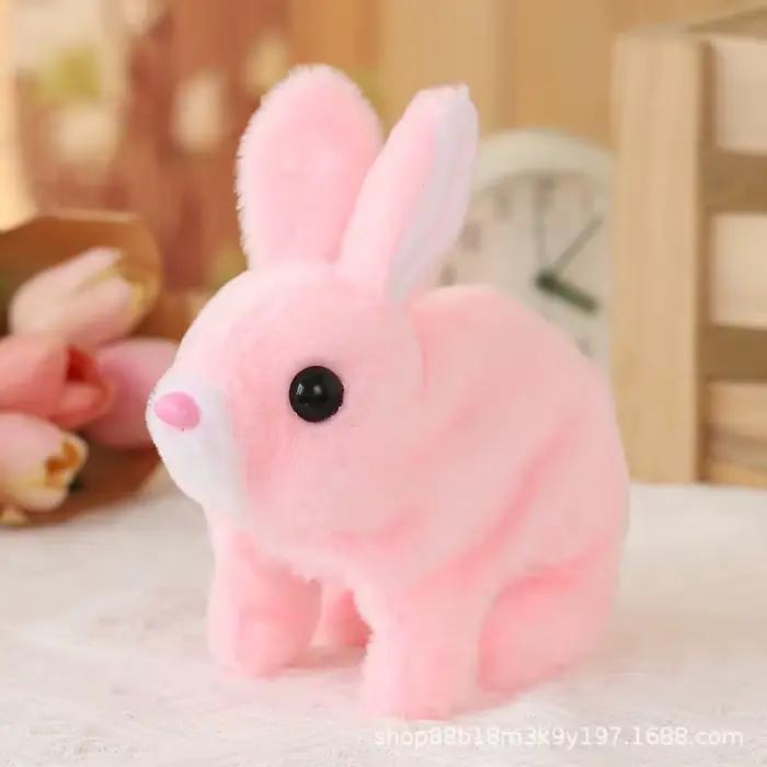 Lapin électrique interactif qui marche, aboie et bouge les oreilles, jouet en peluche, lapin de comp