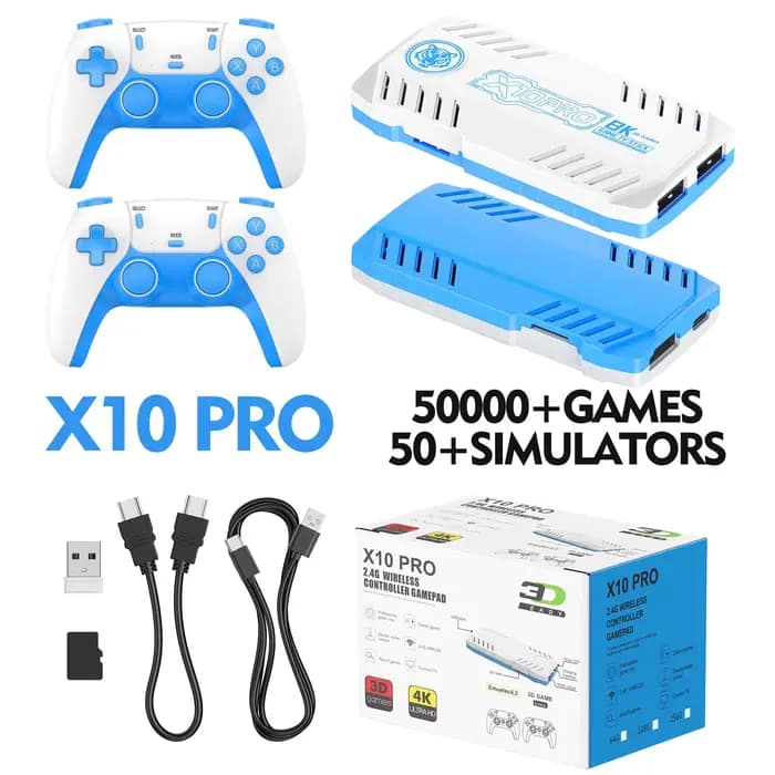 Console de jeu rétro Orange Blue 128G X10pro avec 50000 jeux intégrés, plus de 50 émulateurs, manett