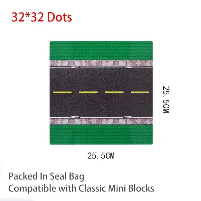 Plaque de base 32x32 pour blocs de construction, scène de ville avec vue sur la rue, parking, terrai