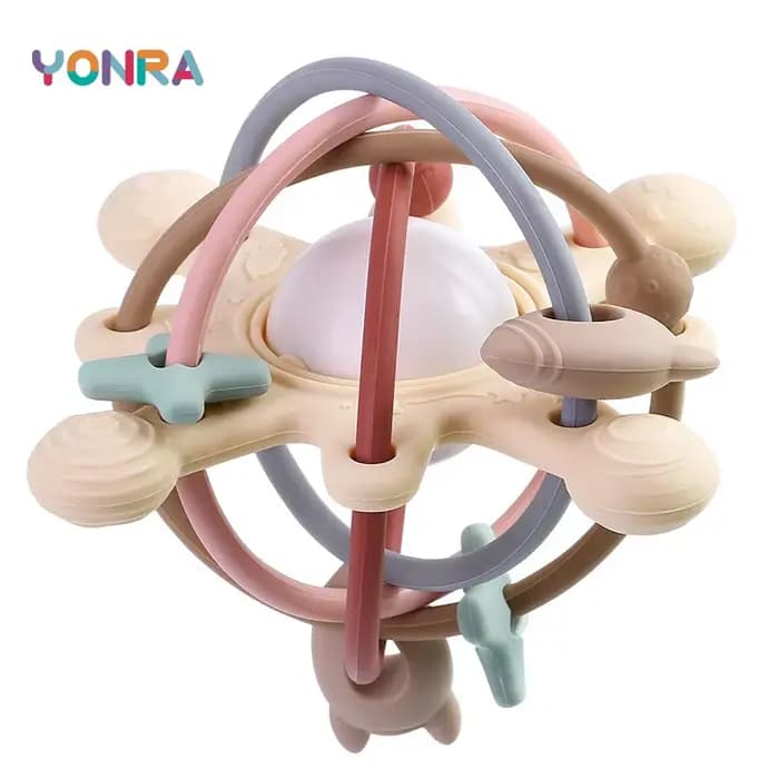Hochet et anneau de dentition sensoriel, cloche de lit en Silicone, boule Montessori, jouets pour no