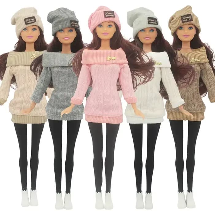 Ensemble complet de poupée 30cm pour femme, avec vêtements et chapeau, pull, jouets habillés pour fi