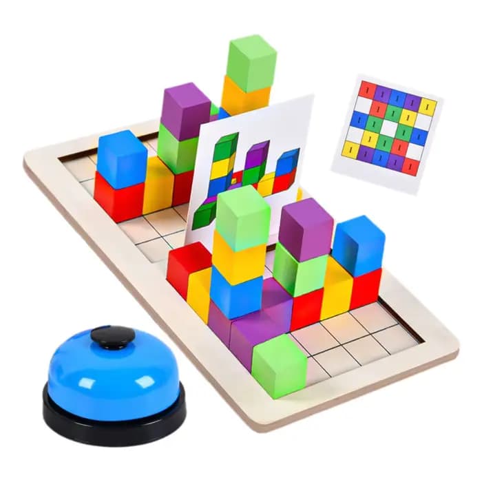 Ensemble de blocs de construction éducatifs en bois pour enfants, Double contre les blocs, jeu d'app