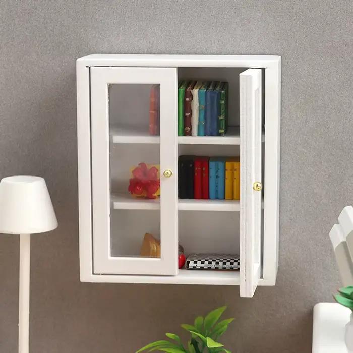 Bibliothèque Miniature en bois pour maison de poupée, 1 pièce, étagère d'exposition, armoire, meuble