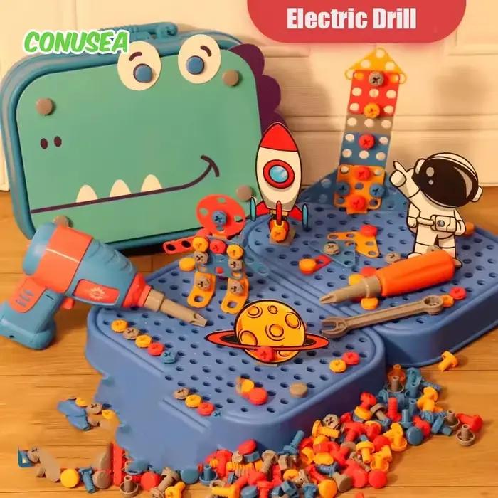 Jouets pour enfants, ensemble d'outils, perceuse électrique, écrou à vis, Puzzle 3D, jeu de simulati