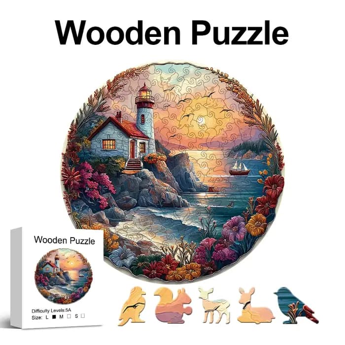 Puzzle en bois Sunset-Seaside pour adultes, pièces uniques en forme d'animaux, jouets anti-stress, j