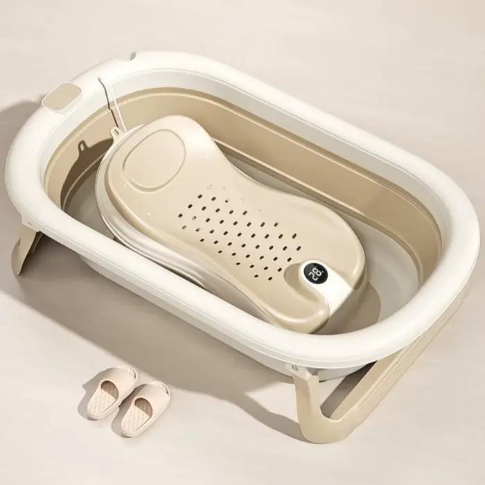Support de bain pour bébé avec indicateur de température, support de bain antidérapant, siège de bai