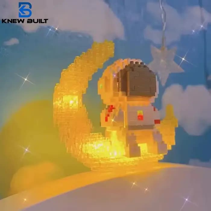 Knew construit lumineux astronaute lune Micro brique blocs de construction ensemble jouets éducatifs
