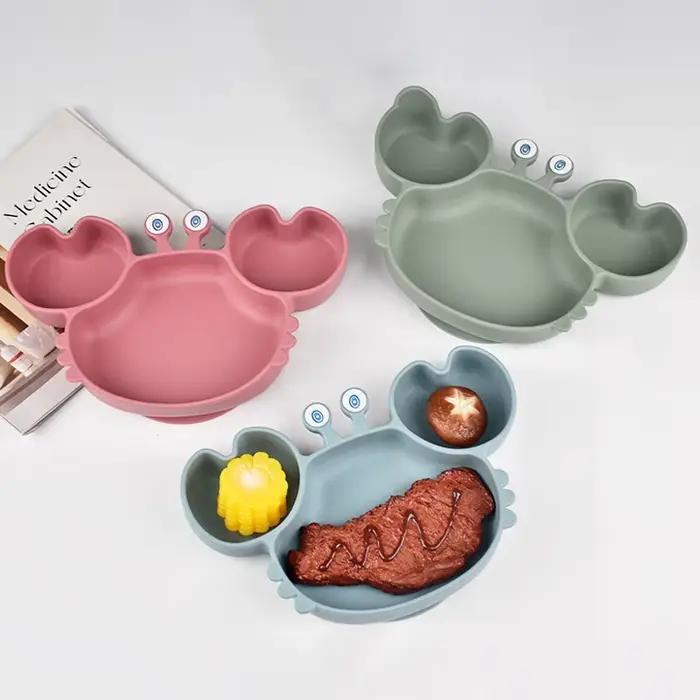 Ensemble d'assiettes à dîner en Silicone pour enfants, 10 pièces, forte aspiration, Anti-chute, bol 
