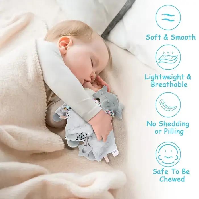 Doudou personnalisé avec nom, lapin en peluche et hochet en silicone pour bébés – Cadeau idéal pour 