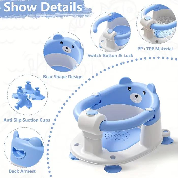 Siège de bain pour bébés de 6 mois et plus, sièges de bain pour tout-petits pour bébés assis, chaise
