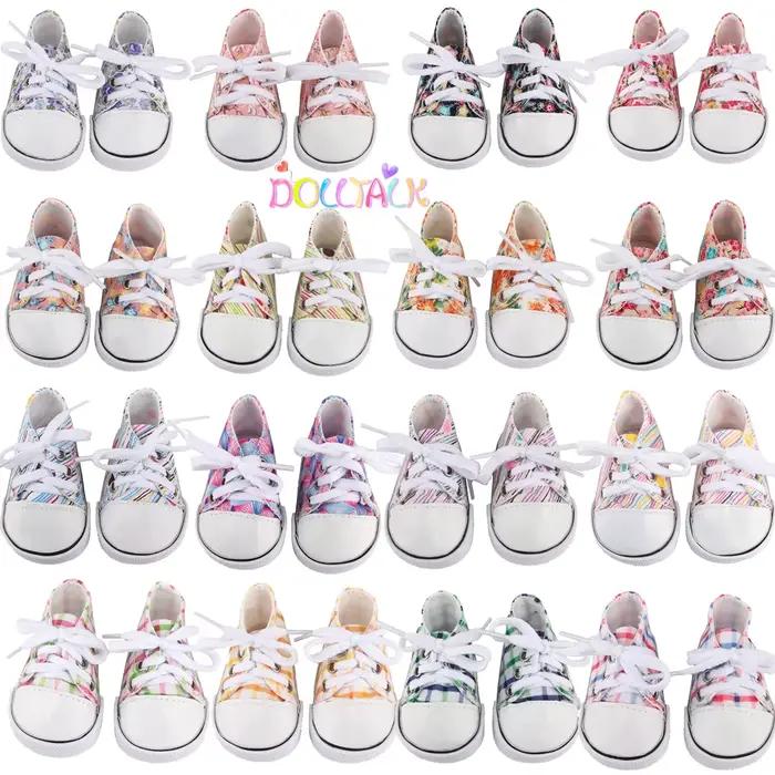 Chaussures de poupée en toile de 7 cm, 16 Styles, accessoires de vêtements, baskets pour bébé de 43c