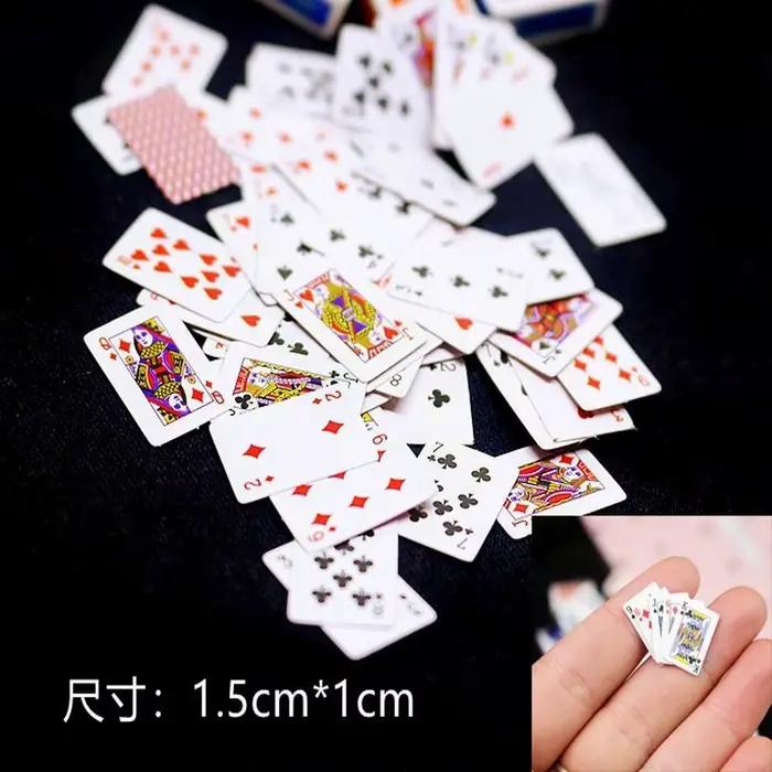 MINI jeux miniatures mignons Poker MINI cartes à jouer 15X10mm Miniature pour poupées accessoire déc