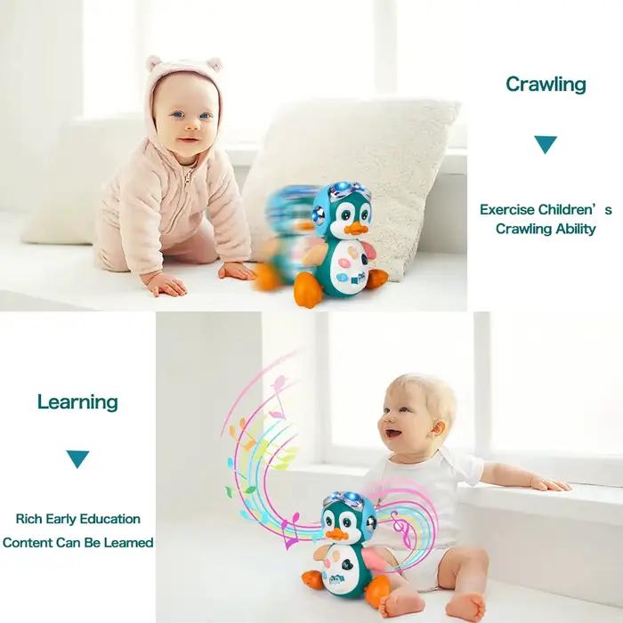Jouets rampants pour bébé, pingouin Musical, jouets de danse de marche en mouvement avec lumière, dé
