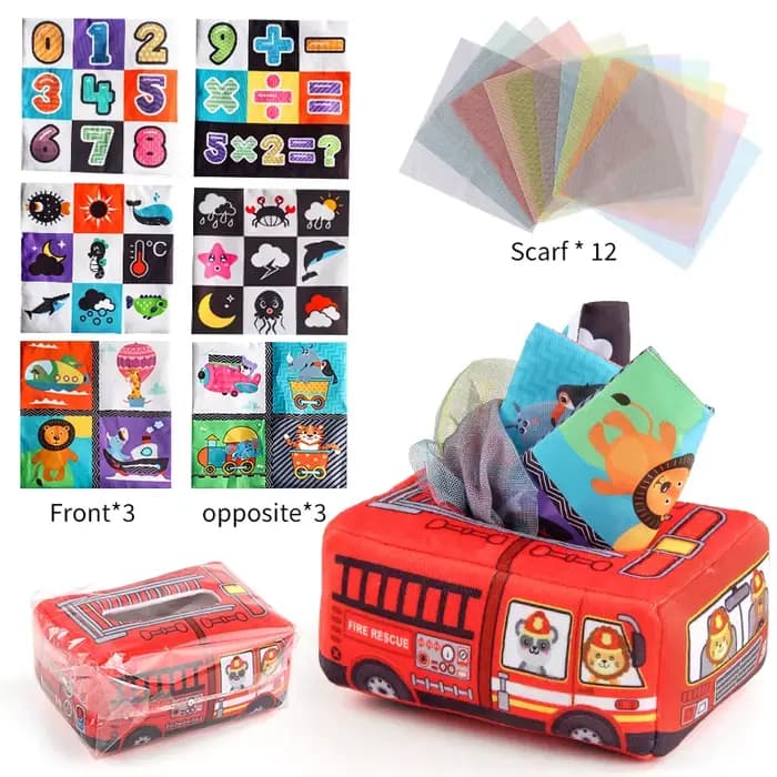 Boîte à mouchoirs pour bébé, jouets éducatifs Montessori, jouet sensoriel doux coloré pour tout-peti