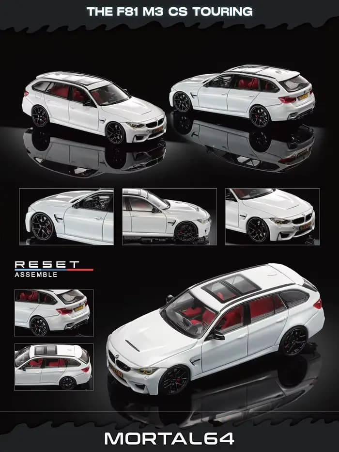 Mortal 1:64 M3 F81 Voiture miniature en métal blanc/bleu