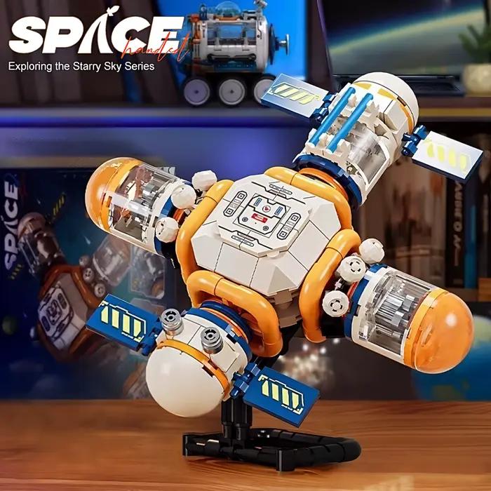 Blocs de construction de ville spatiale avec station spatiale et modèle de fusée habitée, jouets d'a