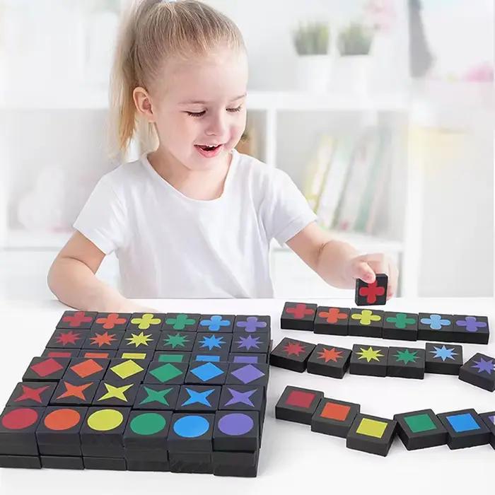 Jeu de société interactif Qwirkle, jeu d'échecs en bois, jouets éducatifs amusants pour la famille, 