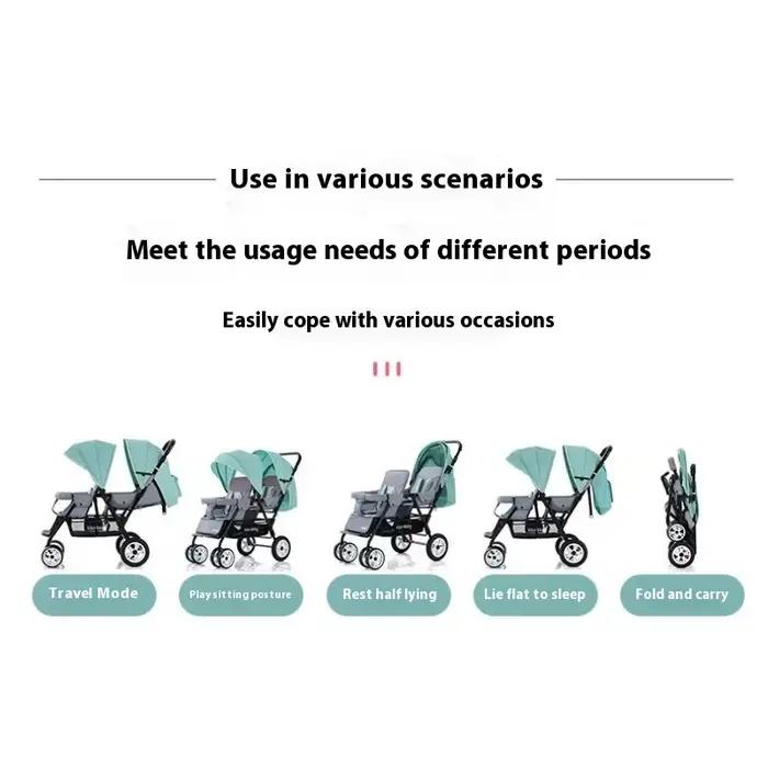 Poussette Double pour bébé Tandem, sièges avant et arrière, légère et pliable, système de voyage inc