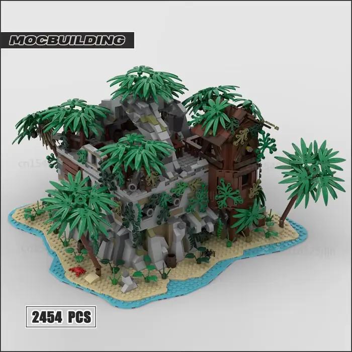 Blocs de construction Moc l'île film Rock Architecture technologie briques bricolage modèle d'assemb