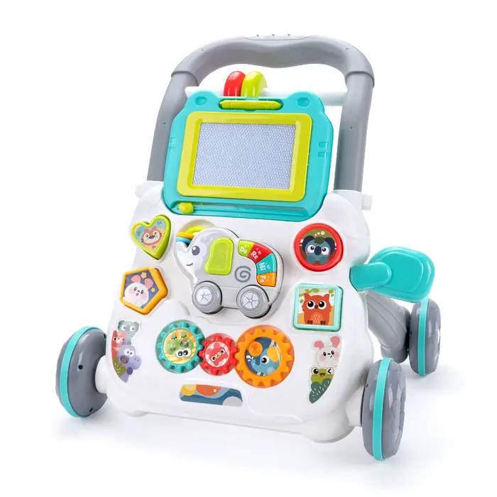 Trotteur musical multifonctionnel pour bébé avec tableau de dessin, jouet d'éveil pour tout-petits d