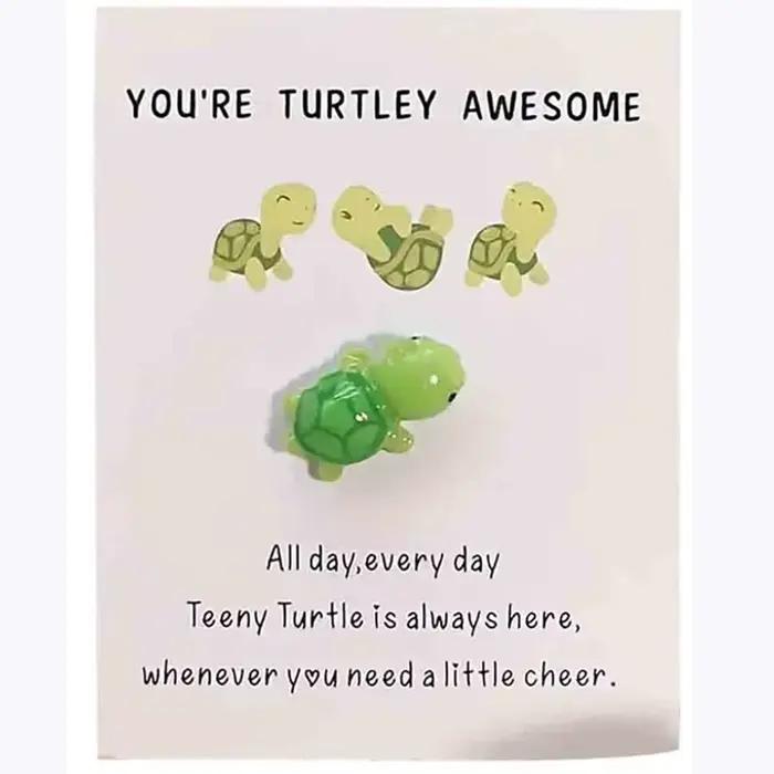 Décoration de tortue verte mignonne avec carte, support émotionnel, cadeau de motivation, cadeau de 