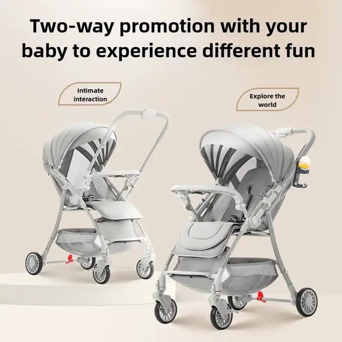 Poussette nouvellement améliorée avec chariot poussoir bidirectionnel à vue élevée qui peut s'asseoi