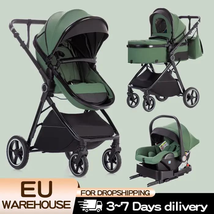 Poussette bébé luxueuse 3 en 1, portable, pliable, légère, pour nouveau-nés, convertible pour les vo