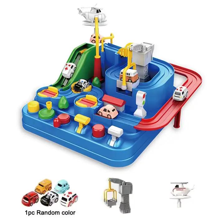 Jeu d'aventure sur rail de course pour enfants - Jouet interactif mécanique éducatif pour l'entraîne
